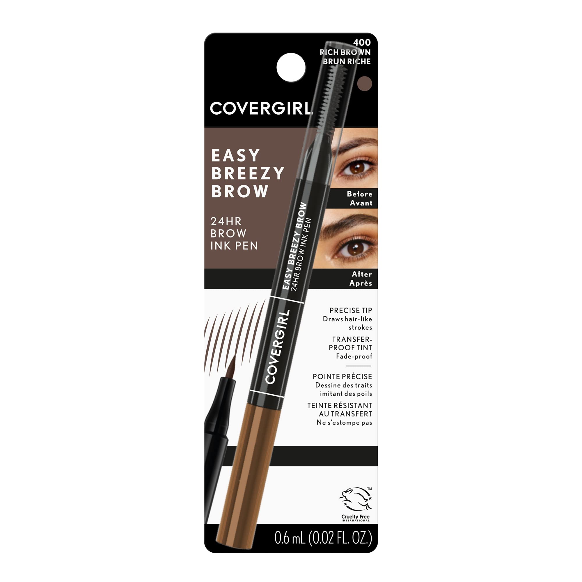 COVERGIRL spoolie comb detail that grooms and blends brows for a natural finish