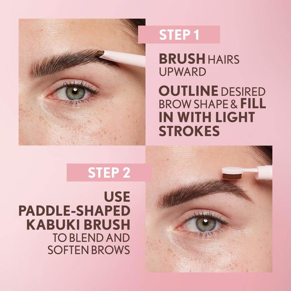COVERGIRL applying brow pencil in front of mirror for quick daily shaping
