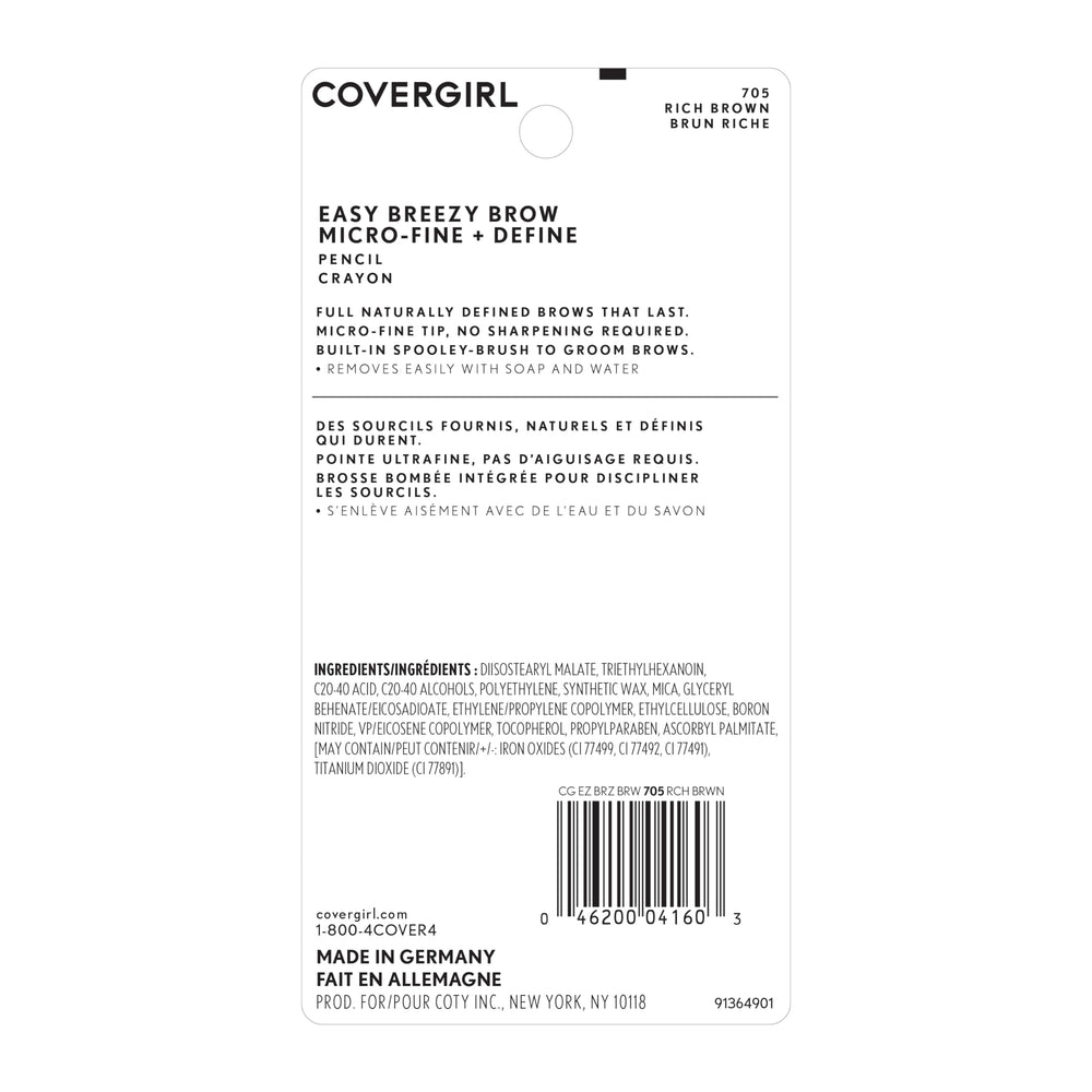 COVERGIRL model applying pencil at mirror, quick polished brows benefit