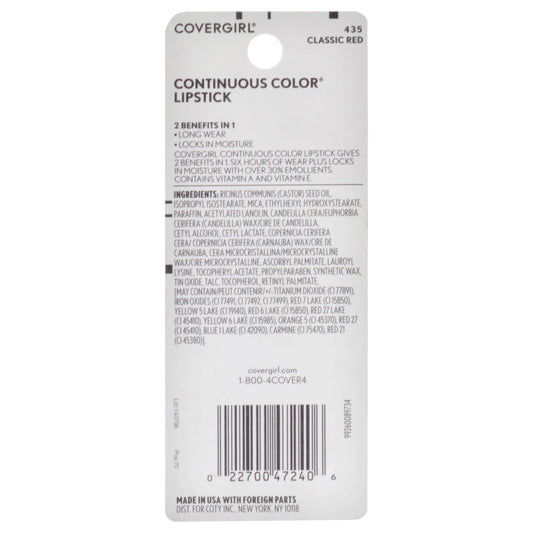COVERGIRL close-up of lipstick bullet highlighting smooth texture and pigment