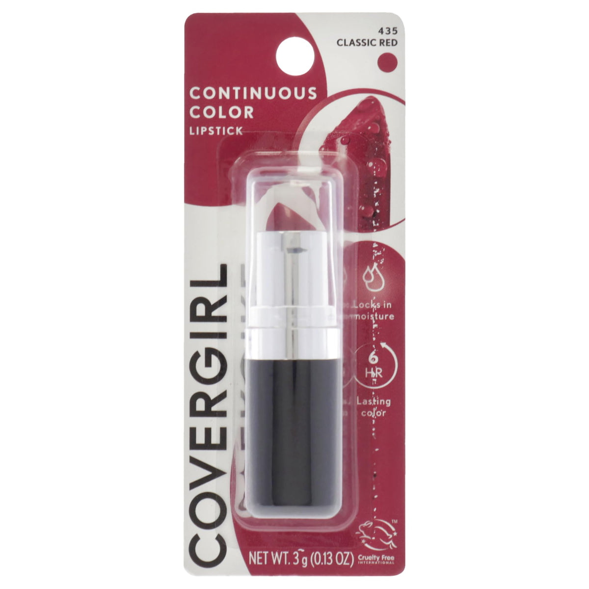 COVERGIRL front packaging showing Classic Red 435 and product benefits