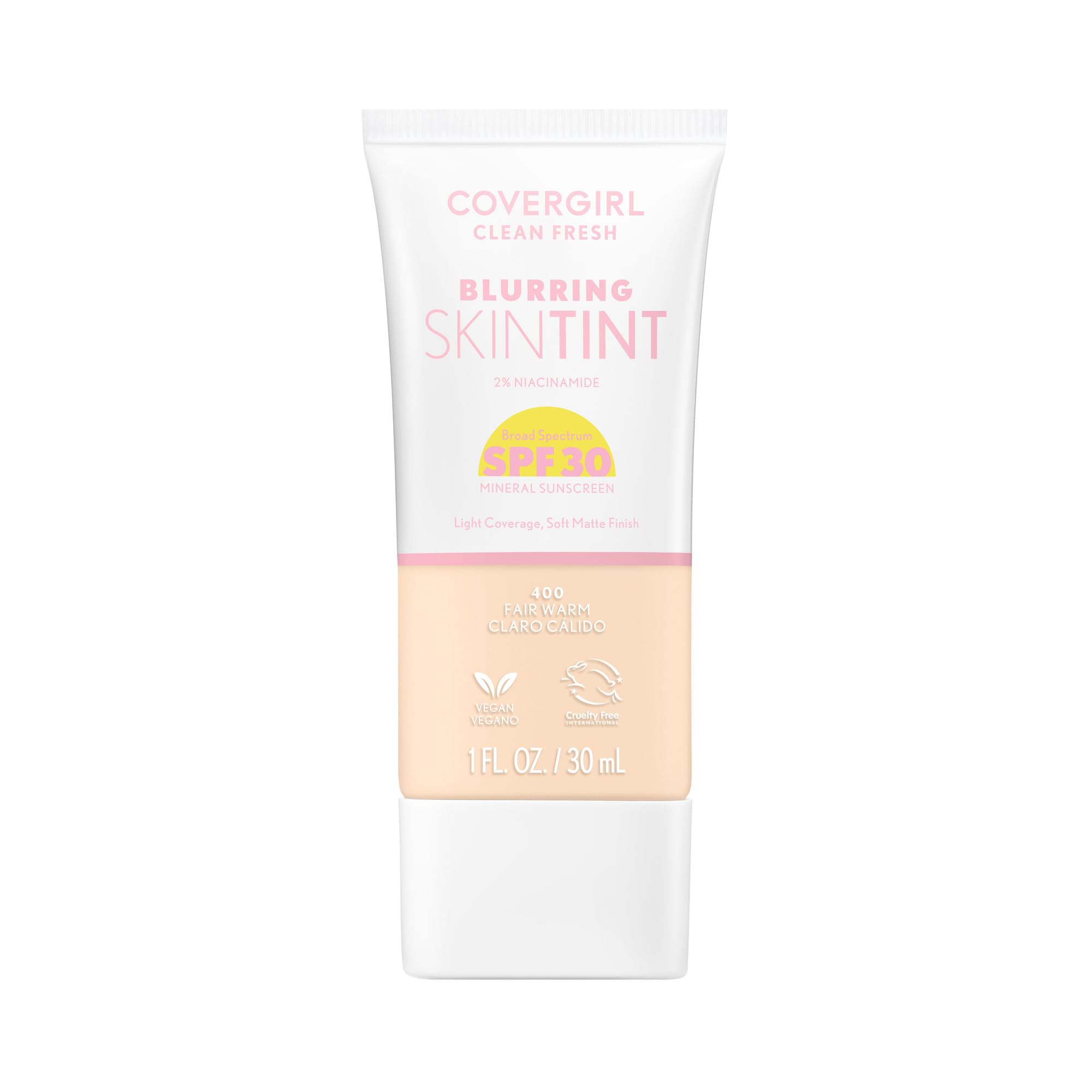 COVERGIRL front packaging showing bottle and cap, easy-touse benefit