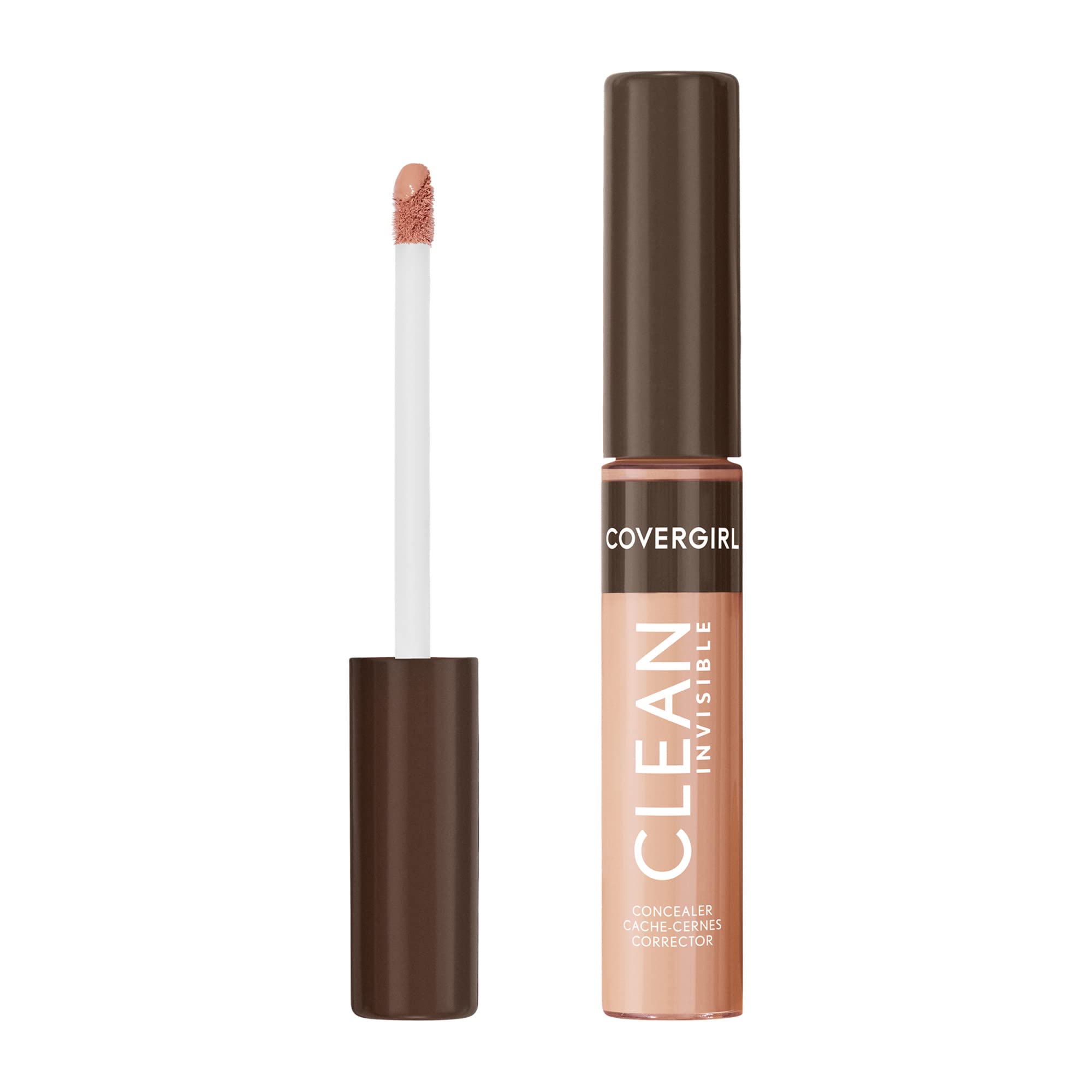 COVERGIRL Clean Invisible Concealer front view showing packaging and shade sample benefit natural finish