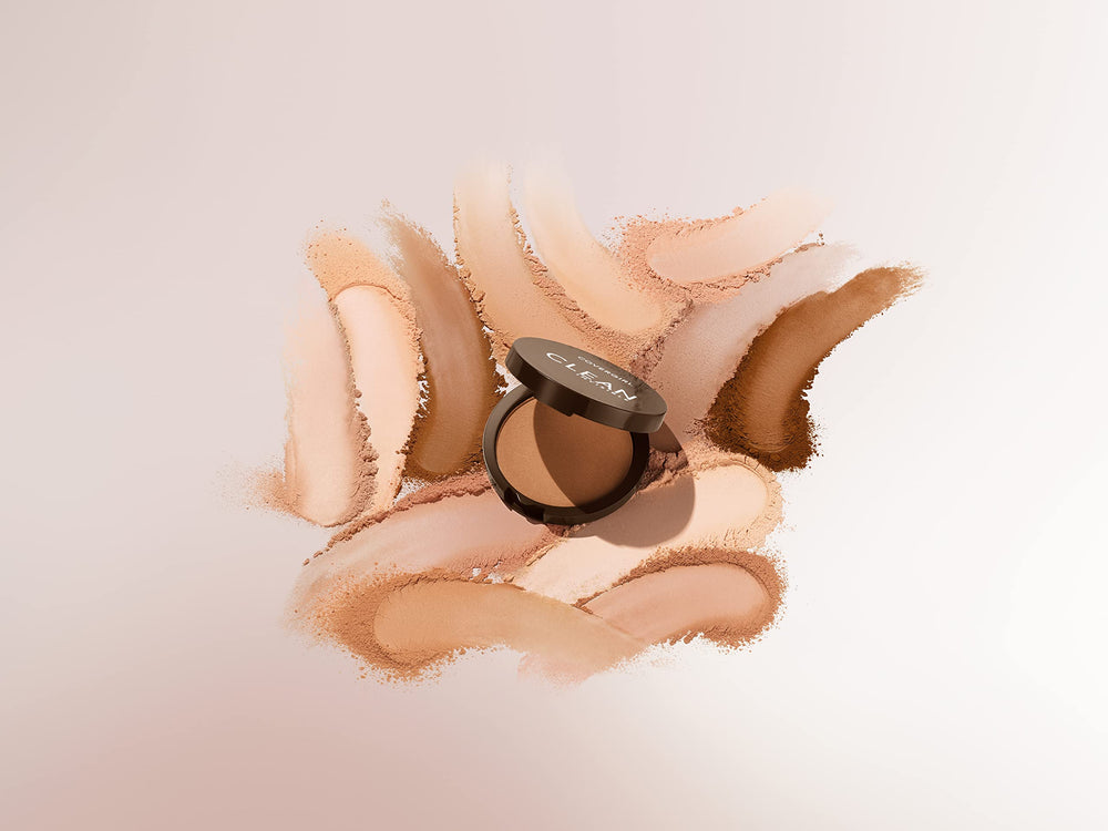 COVERGIRL model applying powder demonstrating matte finish and pore-blurring benefit