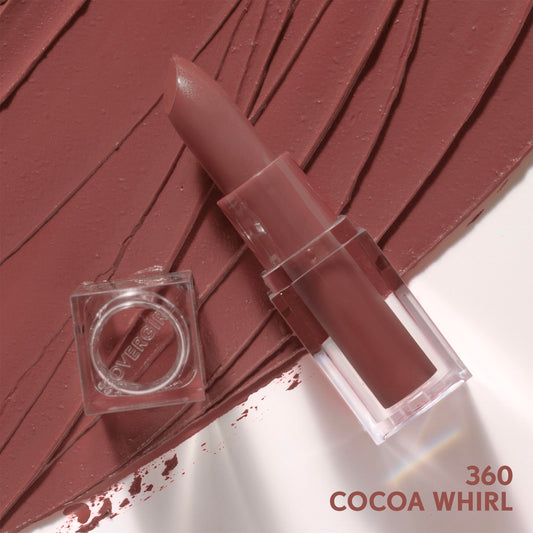 COVERGIRL close-up of lipstick bullet highlighting creamy satin finish
