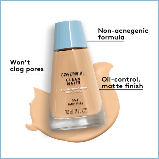 COVERGIRL close-up of liquid texture highlighting oil-control, smooth finish