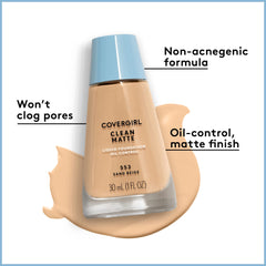 COVERGIRL close-up of liquid texture highlighting oil-control, smooth finish