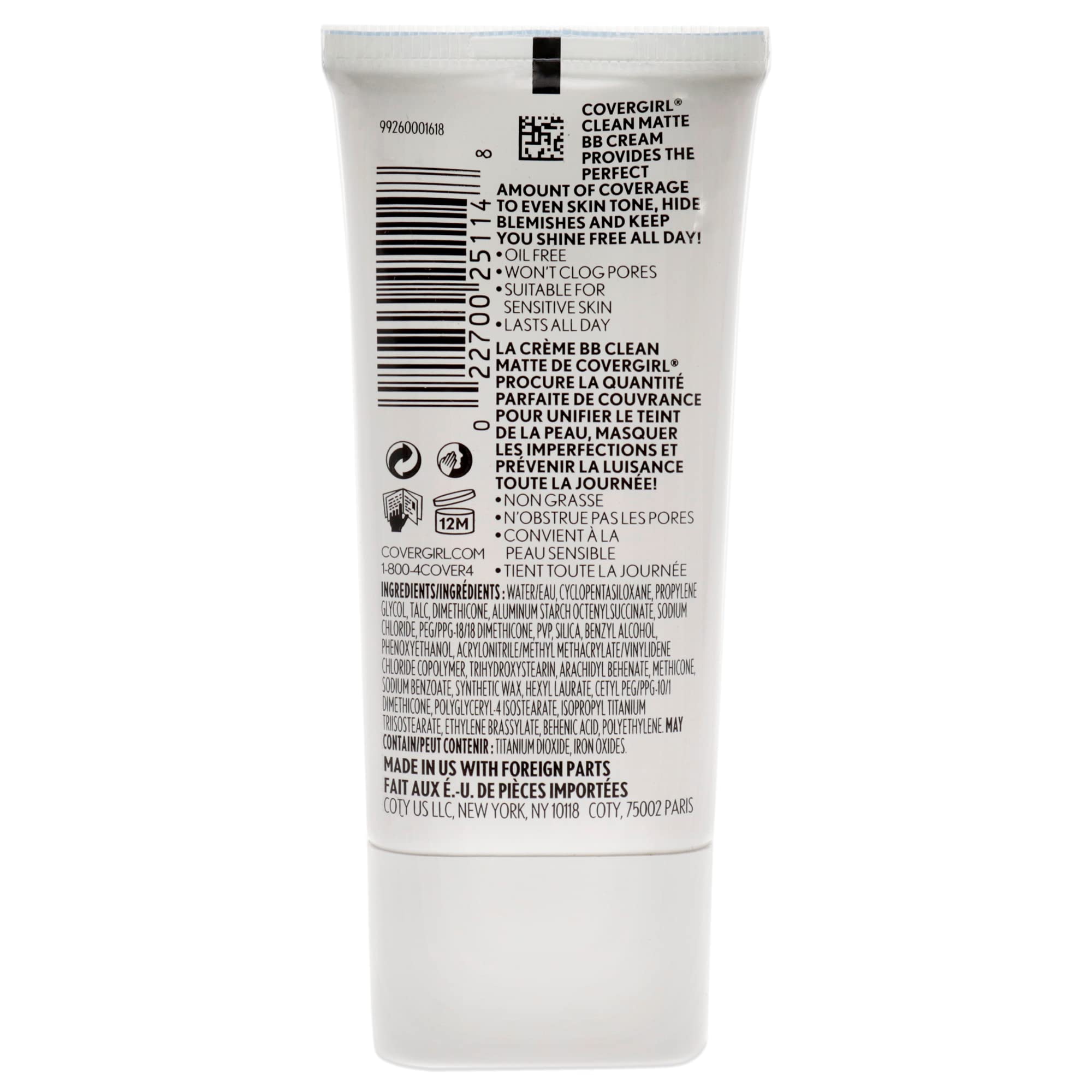 COVERGIRL texture swatch of BB cream highlighting smooth, mattifying finish and blendability