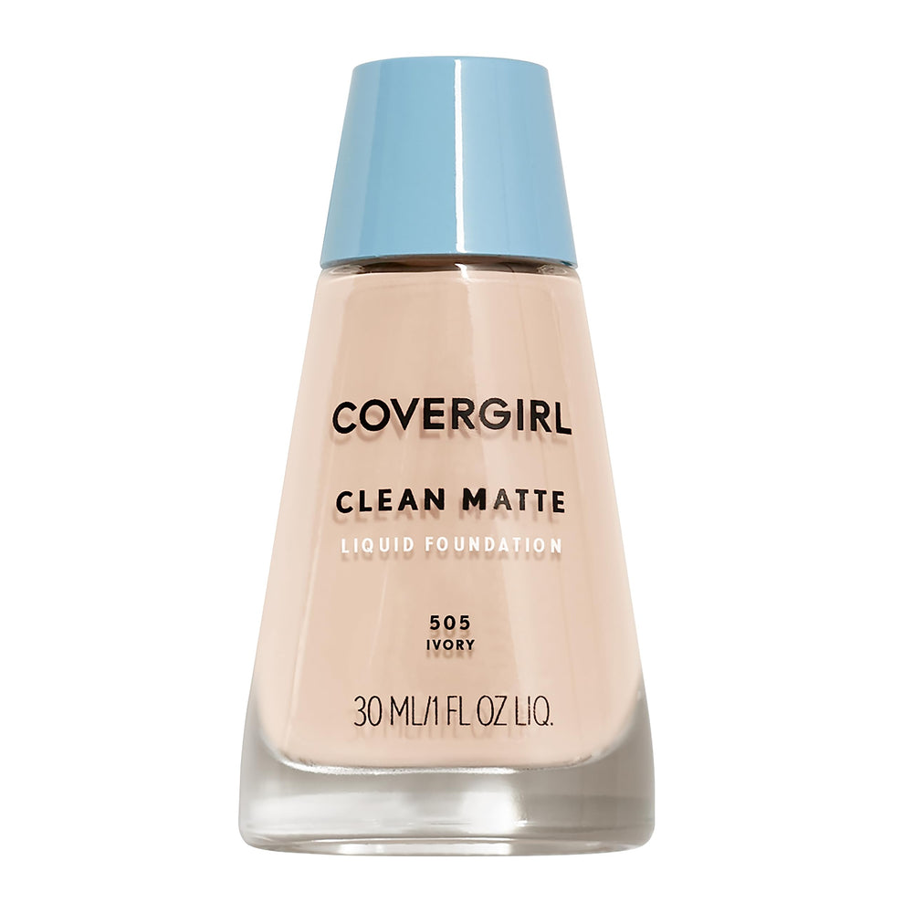 COVERGIRL front bottle of Clean Matte Ivory 505 showing sleek packaging and shade