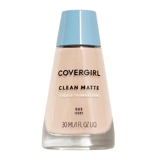 COVERGIRL front bottle of Clean Matte Ivory 505 showing sleek packaging and shade