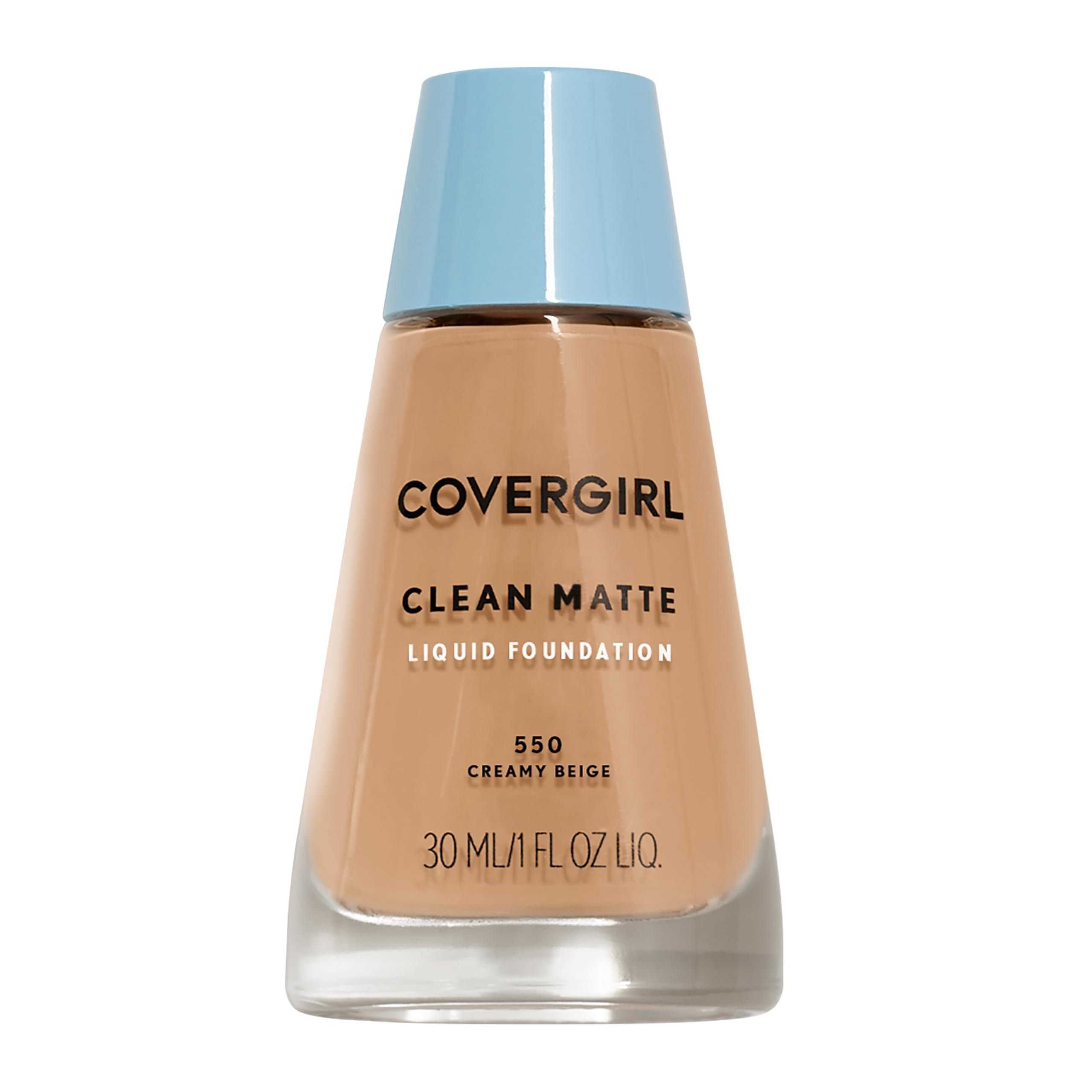 COVERGIRL front bottle view showing shade and compact size benefit