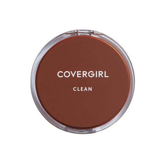 COVERGIRL clean pressed powder front compact showing package and shade benefits