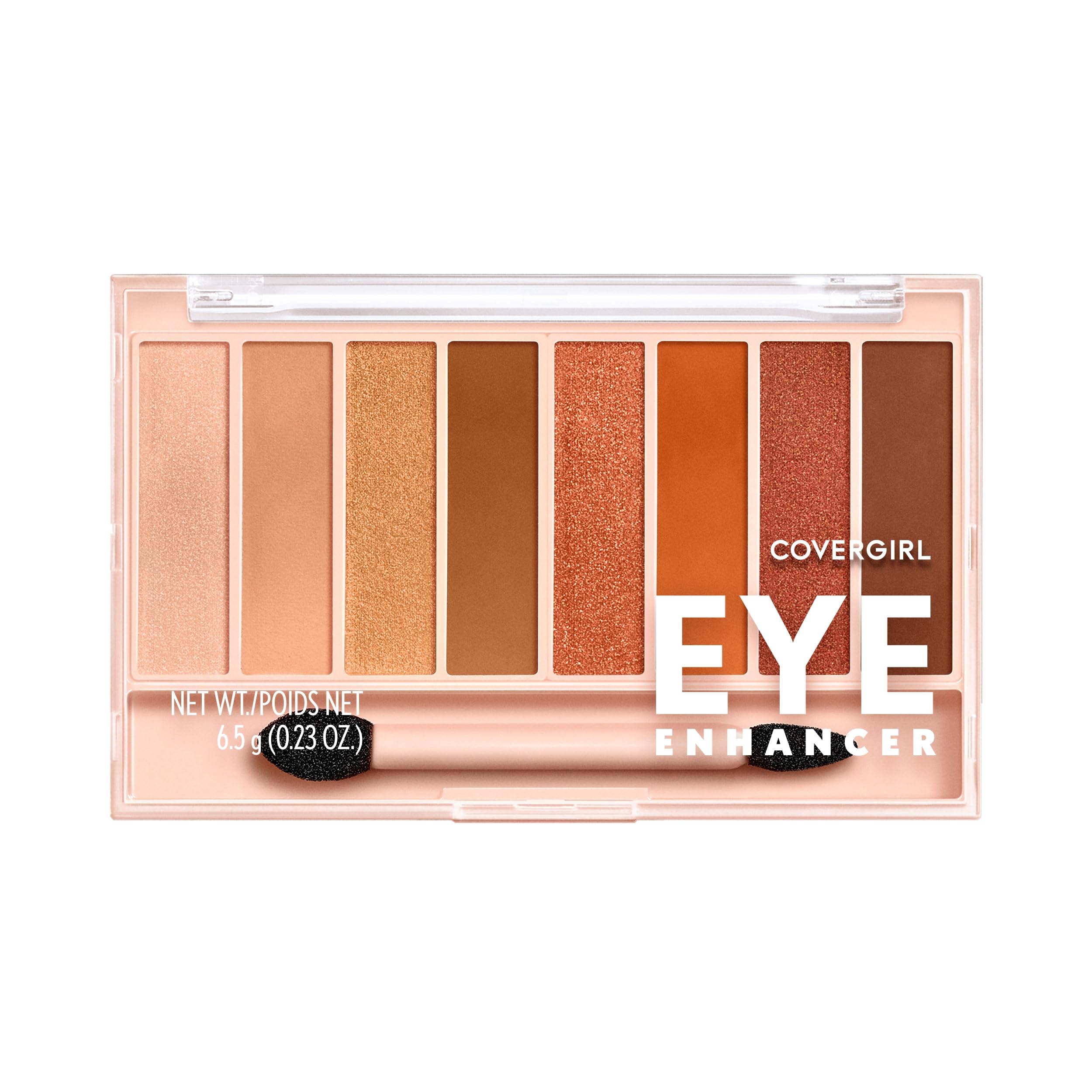COVERGIRL Desert Heat front palette showing eight warm shades and compact benefits