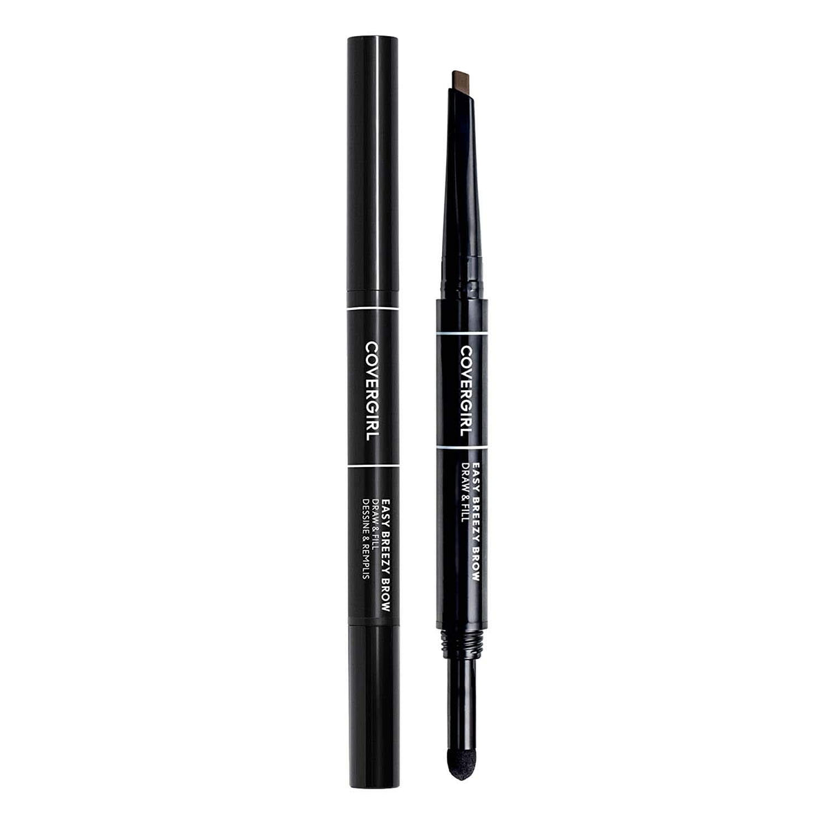 COVERGIRL front compact view showing portable two-in-one brow tool benefit