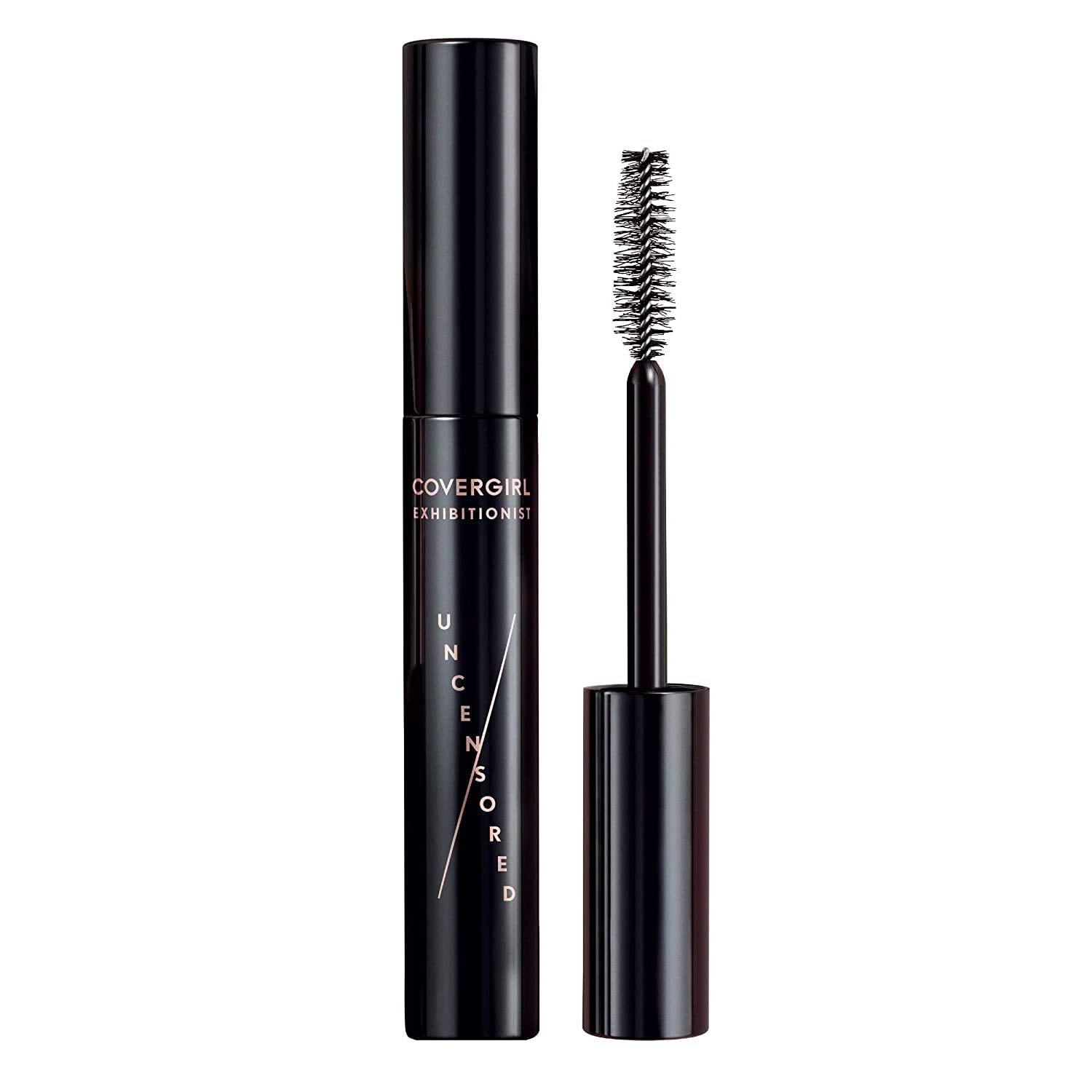 COVERGIRL Exhibitionist tube front view showing extreme black packaging and compact size for travel
