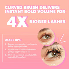 COVERGIRL close-up of curved 50° fiber brush highlighting precise lash capture benefit