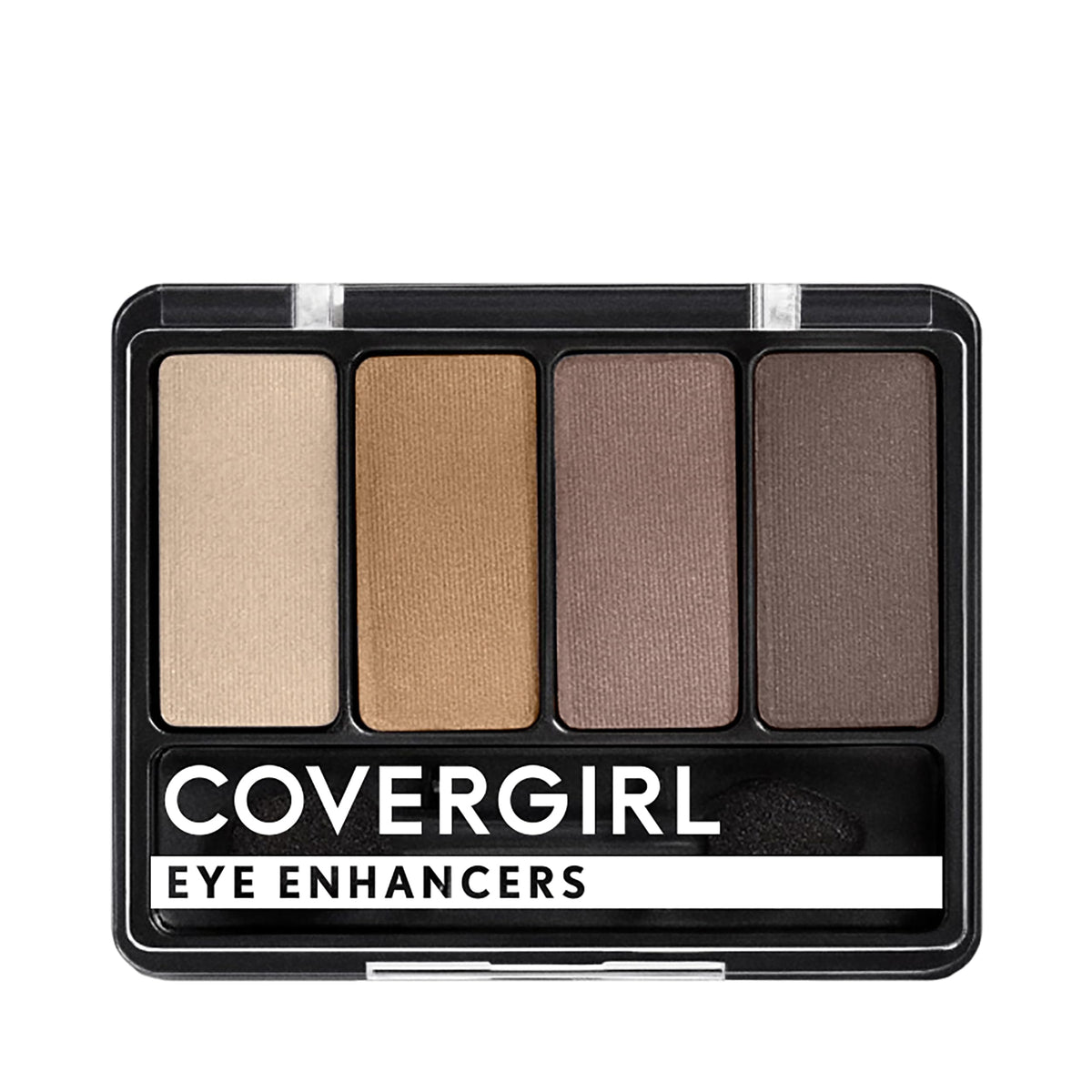 COVERGIRL compact front view showing four coordinated shades and applicator for versatile looks