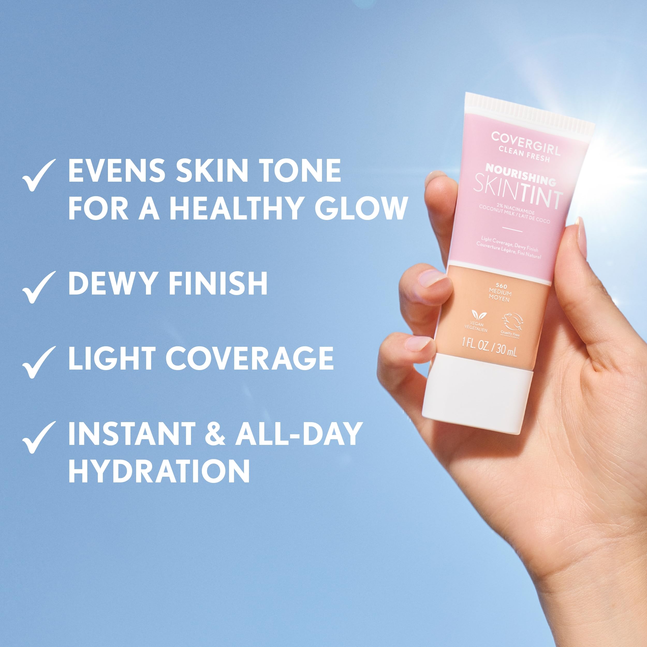 COVERGIRL foundation blended on skin closeup revealing dewy, non-cakey finish