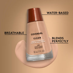 COVERGIRL bottle beside TruBlend blush illustrating complementary finishing look