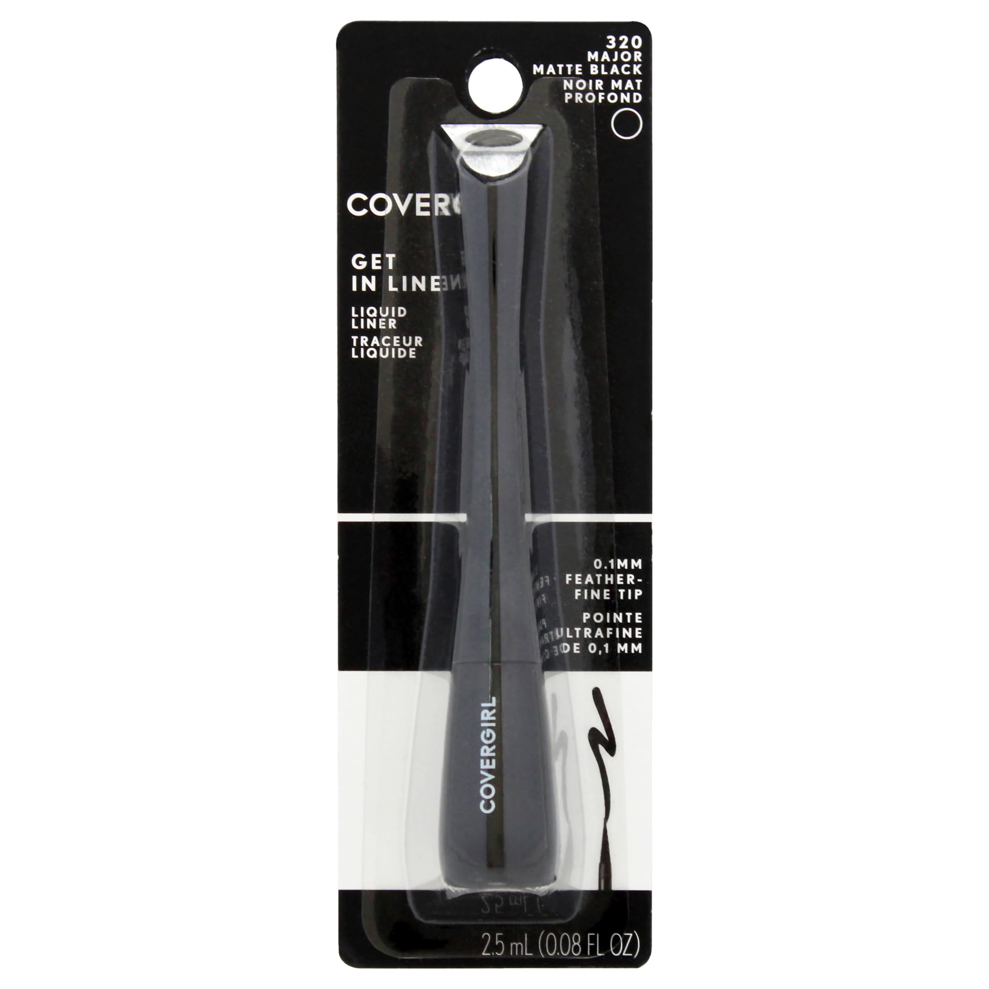 COVERGIRL eyeliner front packaging showing product and benefit of precise black pigment