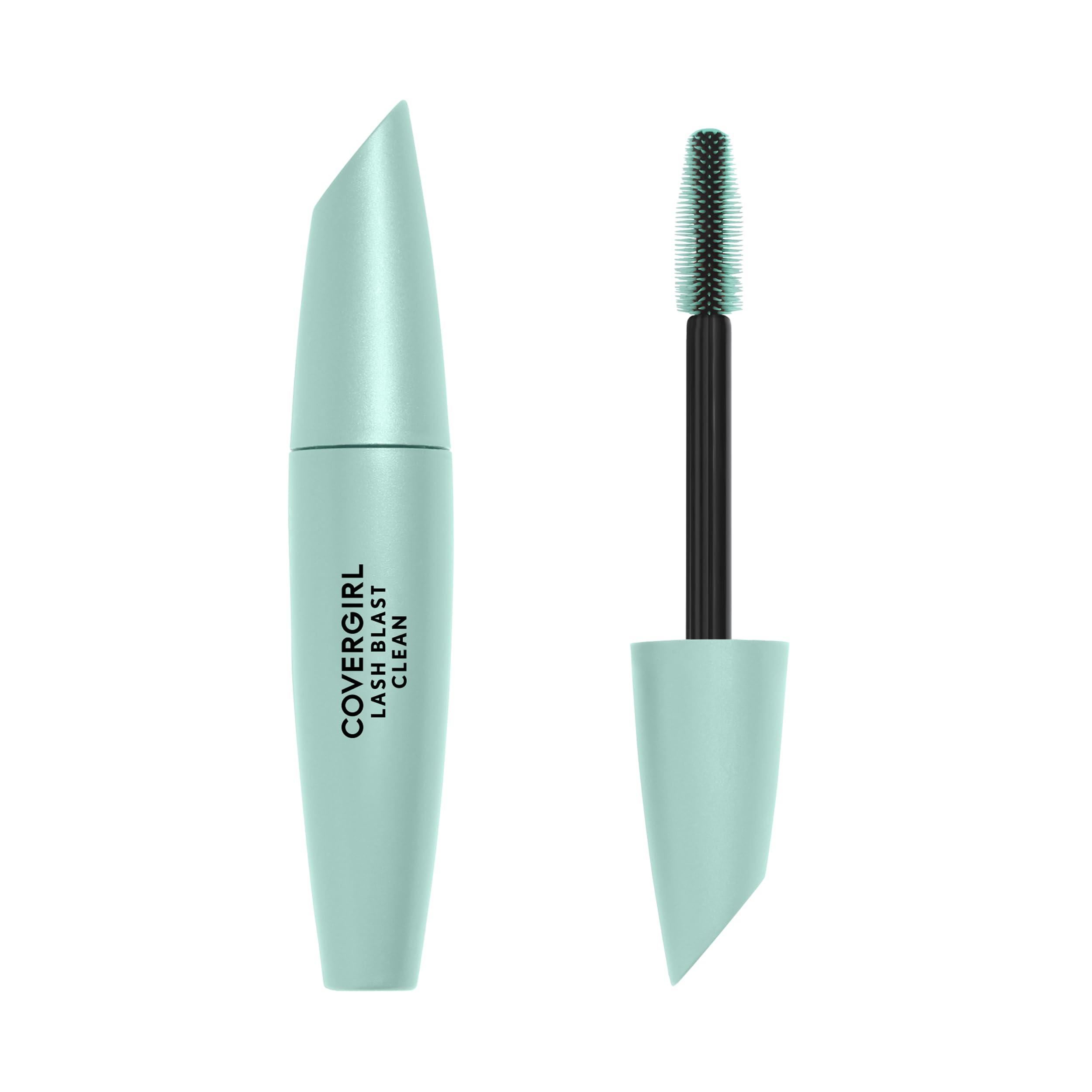 COVERGIRL front packaging of Lash Blast Clean Mascara showing shade and benefits