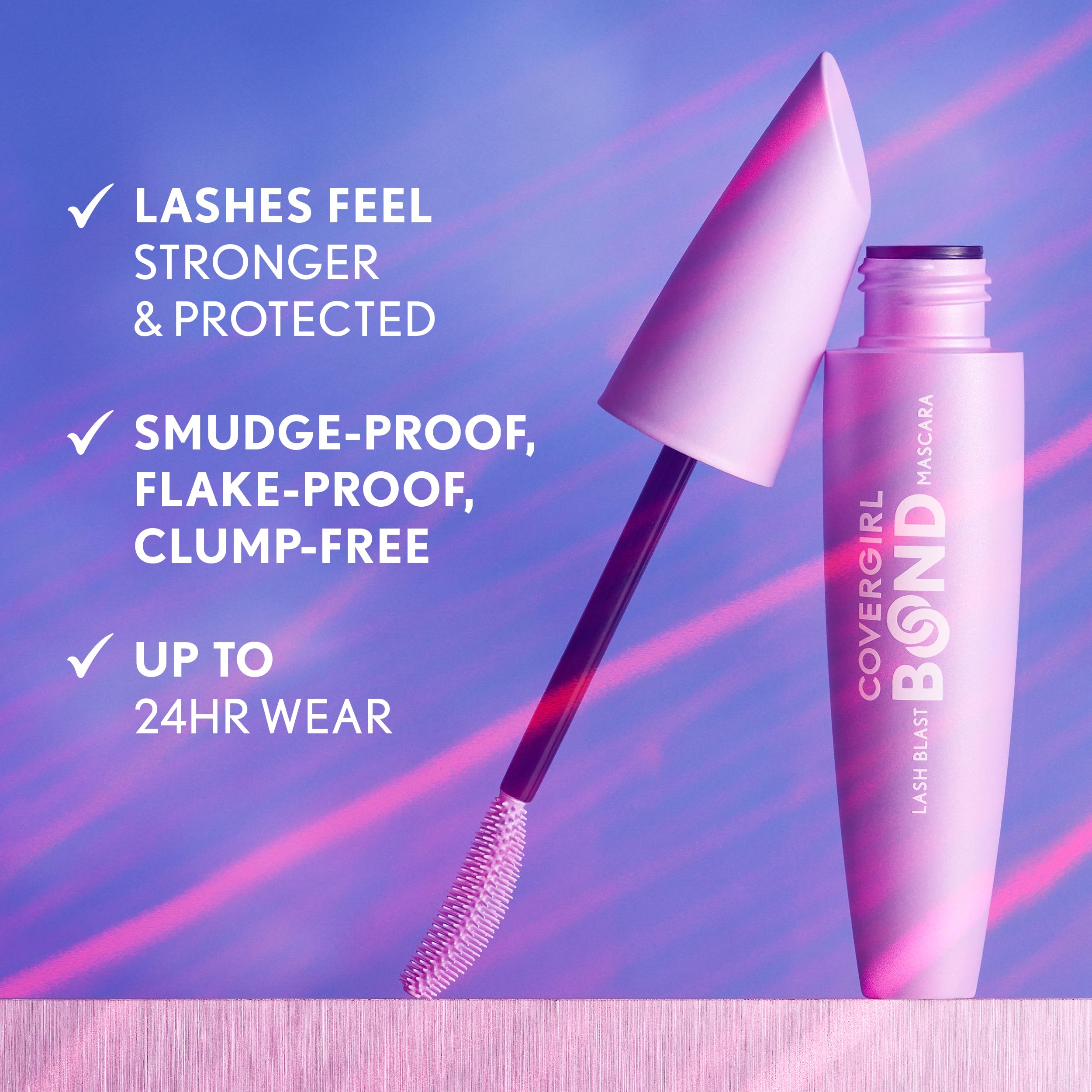 COVERGIRL mascara beside coin for scale showing product size benefit: travel-friendly
