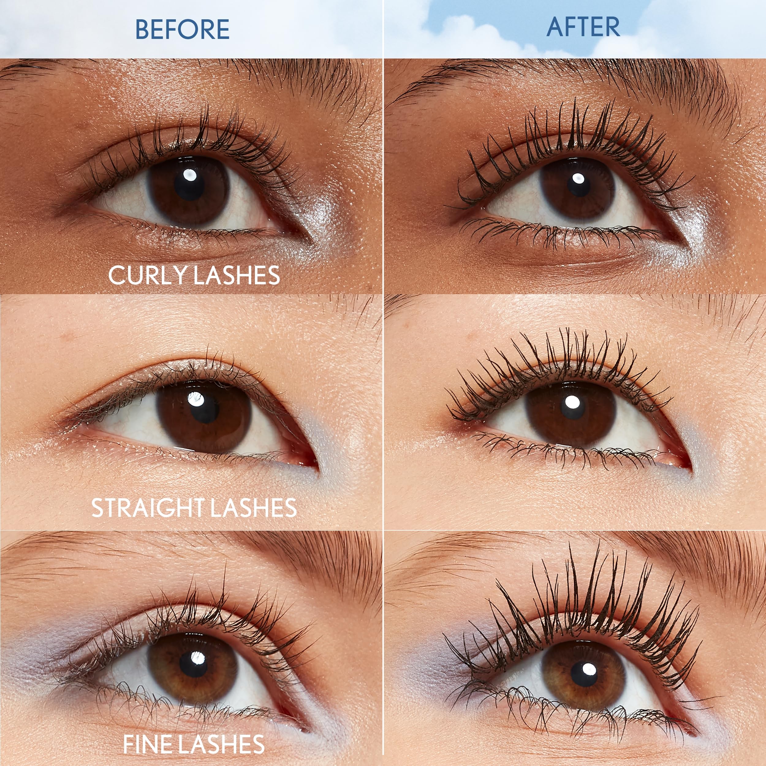 covergirl mascara applied on lashes demonstrating lifted length and natural definition benefit