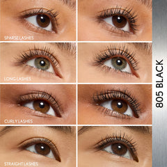 COVERGIRL curved wand demonstrating lift and curl benefit: enhanced lash volume