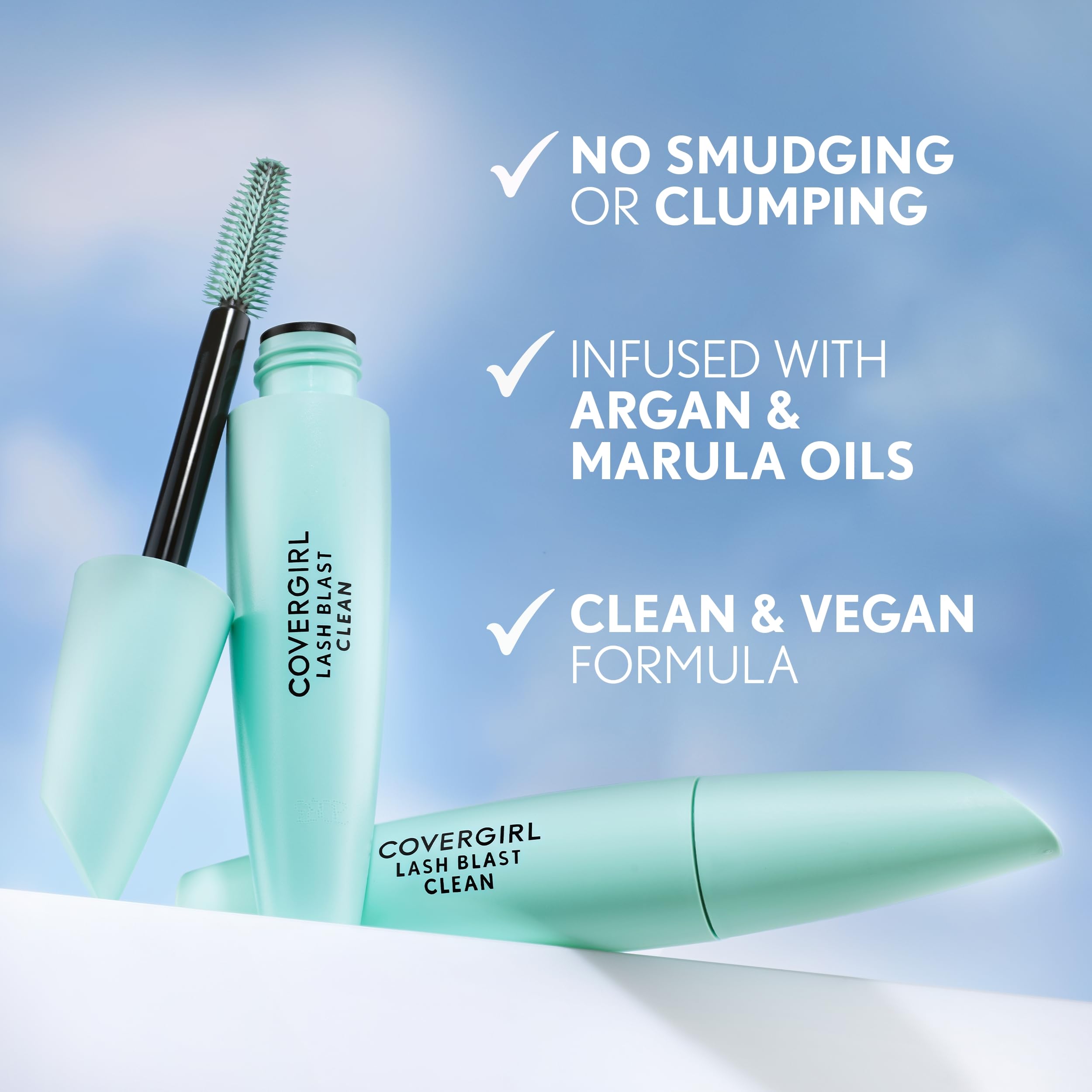 COVERGIRL woman applying mascara demonstrating easy application and bold results