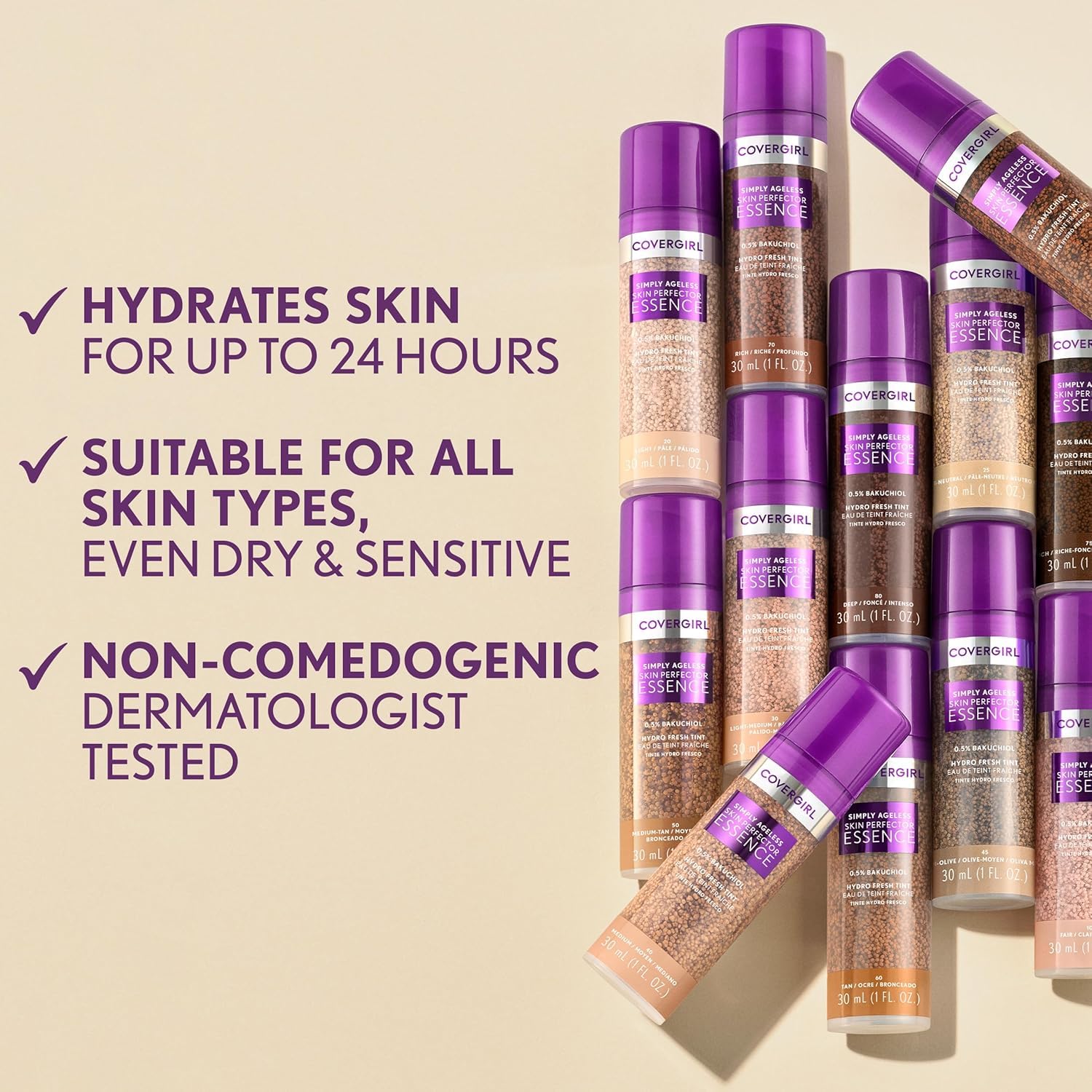 COVERGIRL lifestyle shot in natural light showcasing radiant finish