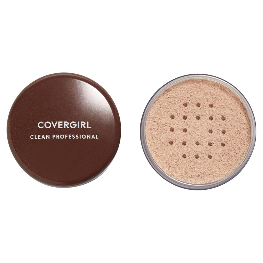COVERGIRL loose finishing powder front packaging showing compact and label and travel-friendly design