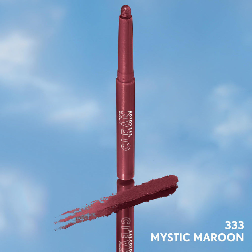COVERGIRL Mystic Maroon next to other shades in the Clean Eye Color line showing mix-and-match benefit