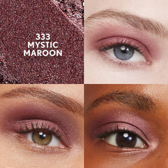COVERGIRL Mystic Maroon swatch texture highlighting creamy shimmer and blendable finish benefit