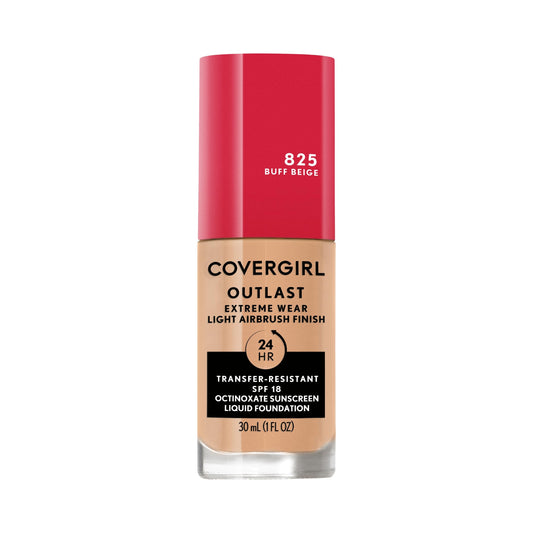 COVERGIRL bottle front showing shade buff beige and label clarity benefit