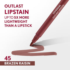 COVERGIRL lips wearing Brazen Raisin showing wearable deep berry finish
