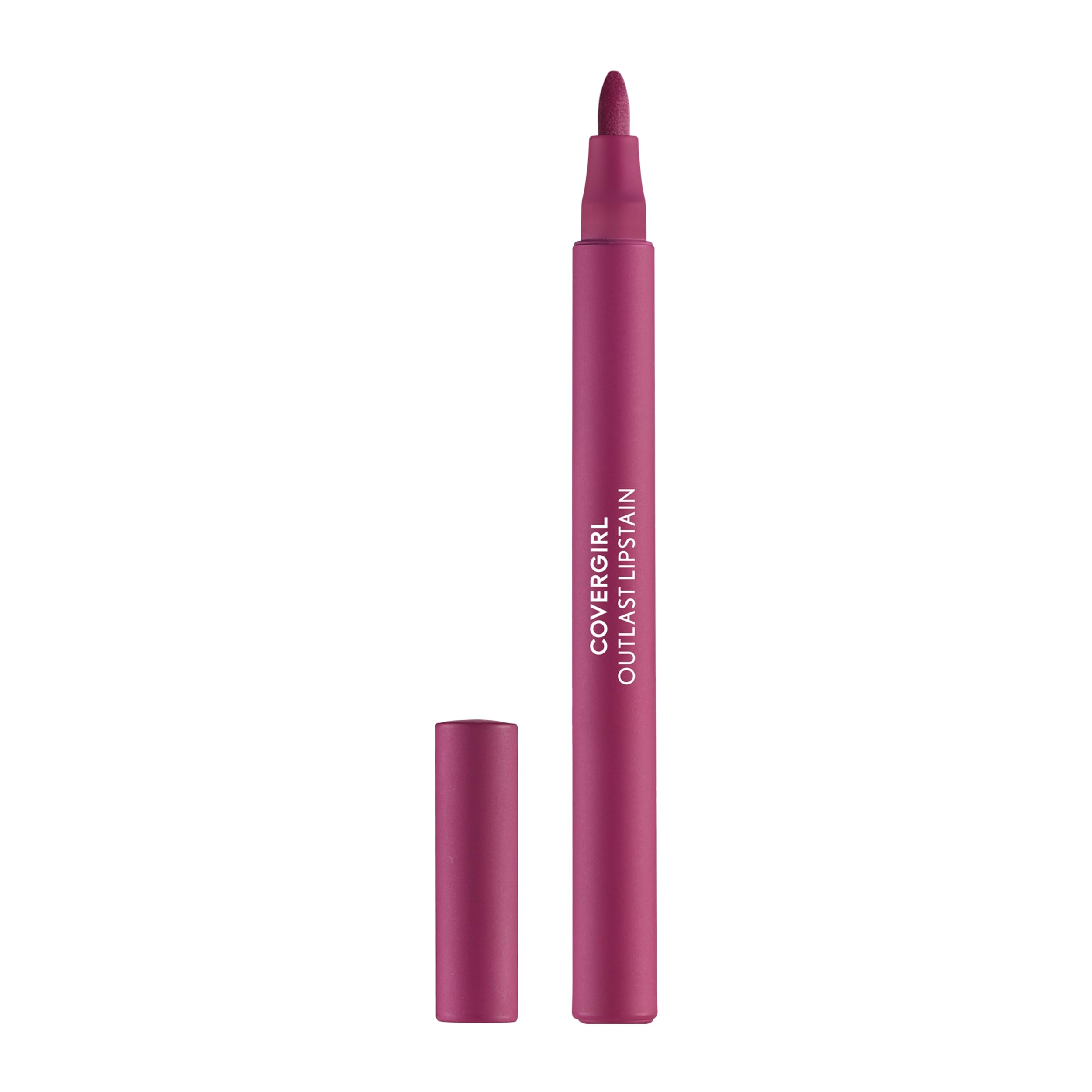 COVERGIRL Outlast Lipstain front packaging shows shade Jazzberry and easy identification benefit