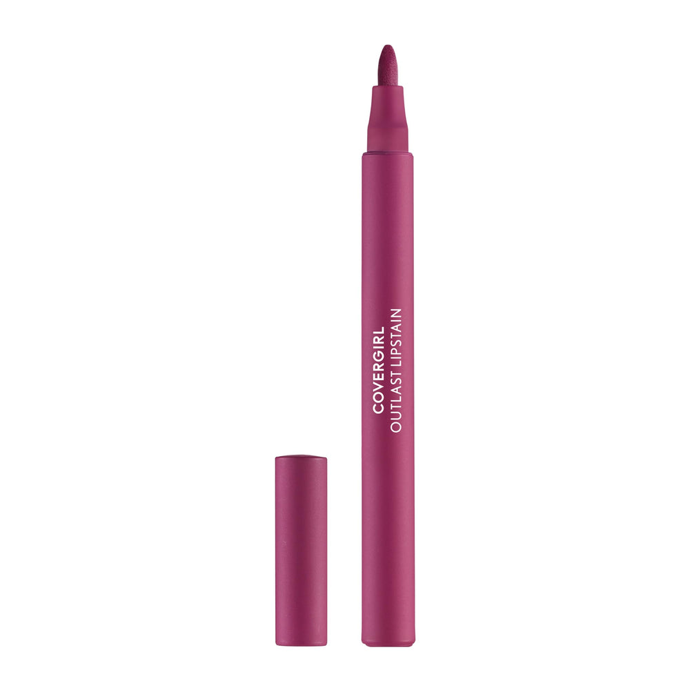 COVERGIRL Outlast Lipstain front packaging shows shade Jazzberry and easy identification benefit
