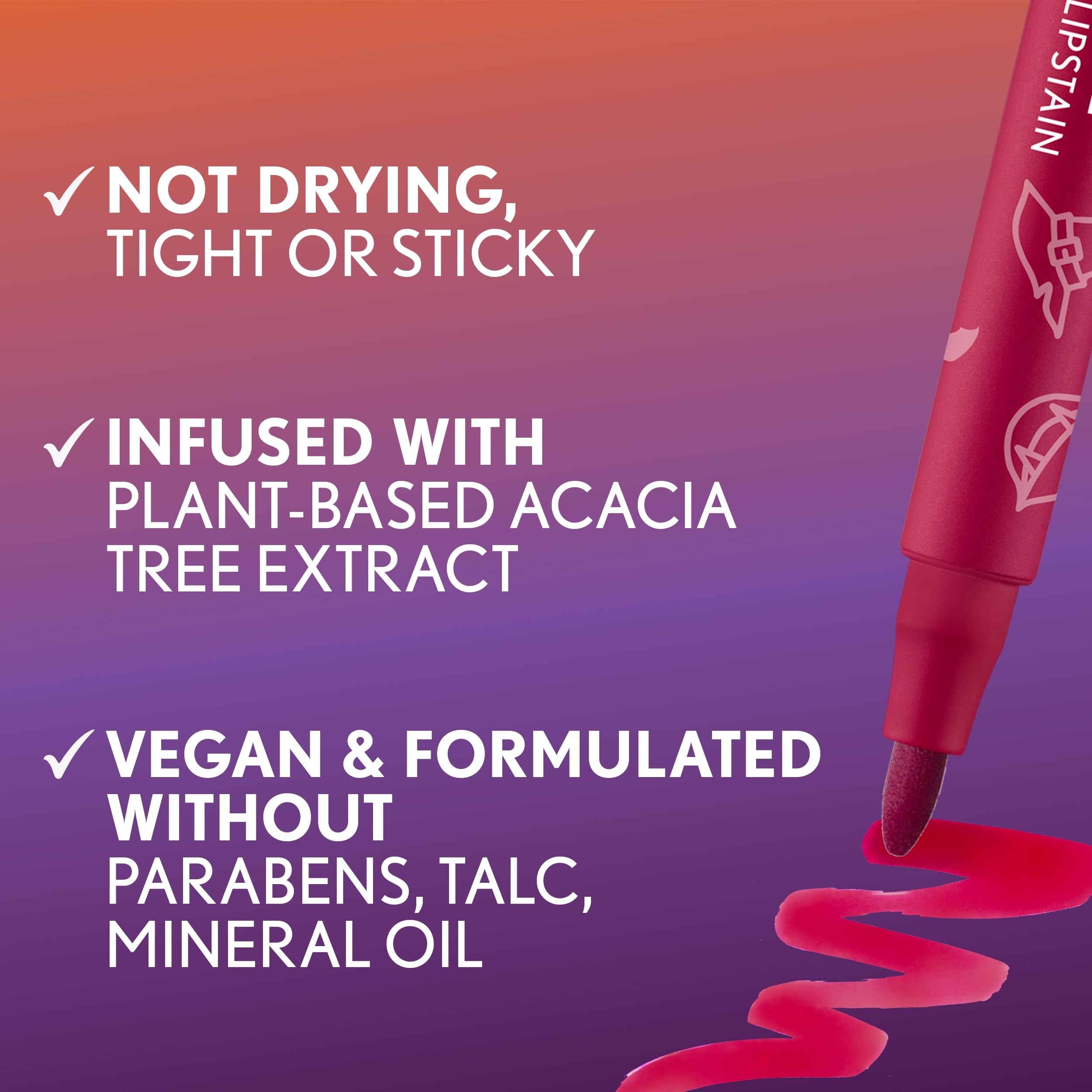 COVERGIRL Outlast lipstain on model lips demonstrating smooth application and long wear