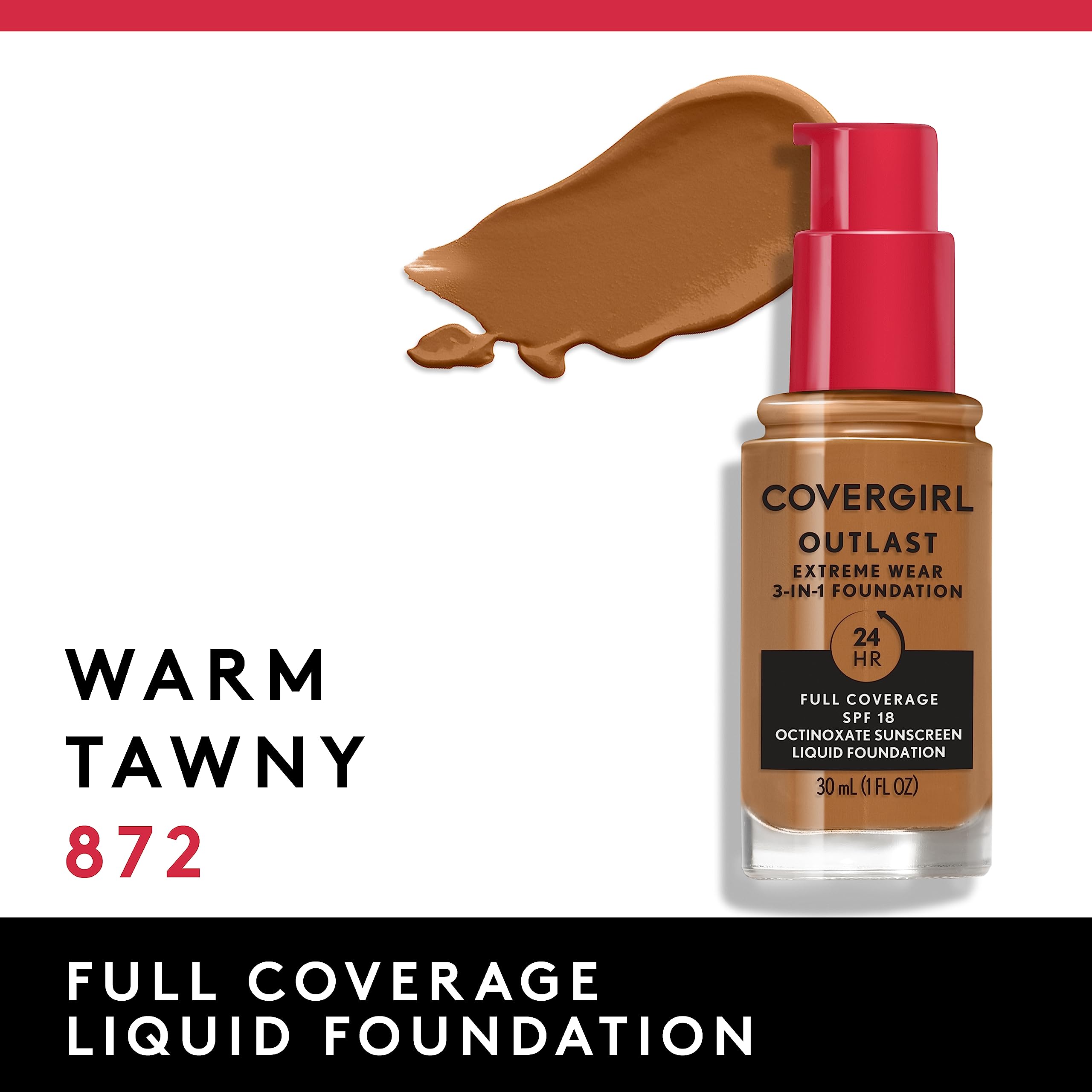 COVERGIRL liquid texture swatches showing blendable, full coverage