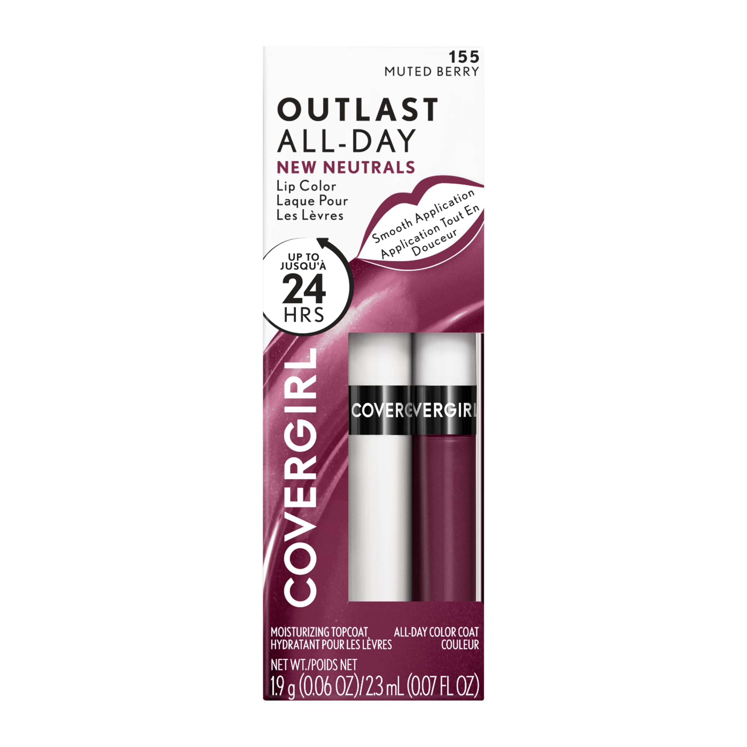 COVERGIRL tube on vanity with mirror illustrating polished ready-to-go benefit