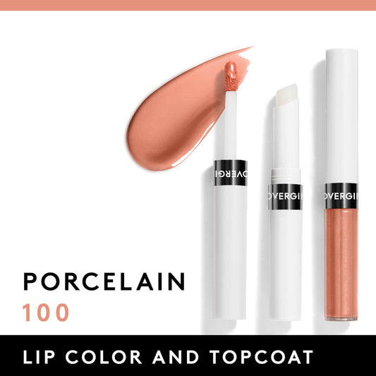 COVERGIRL Outlast open duo view showing color base and glossy topcoat benefits