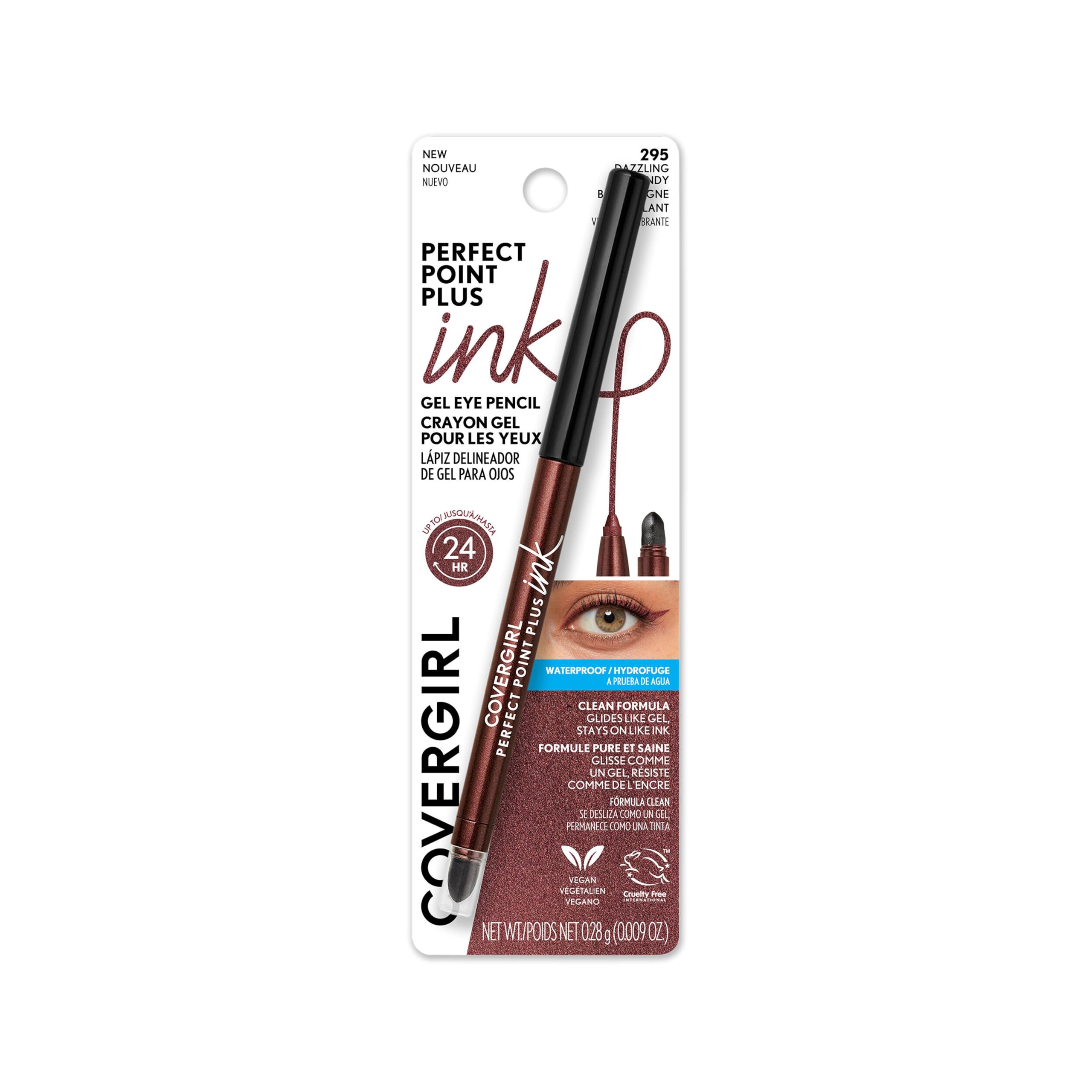 COVERGIRL pencil front view showing Dazzling Burgundy color and branding for bold definition