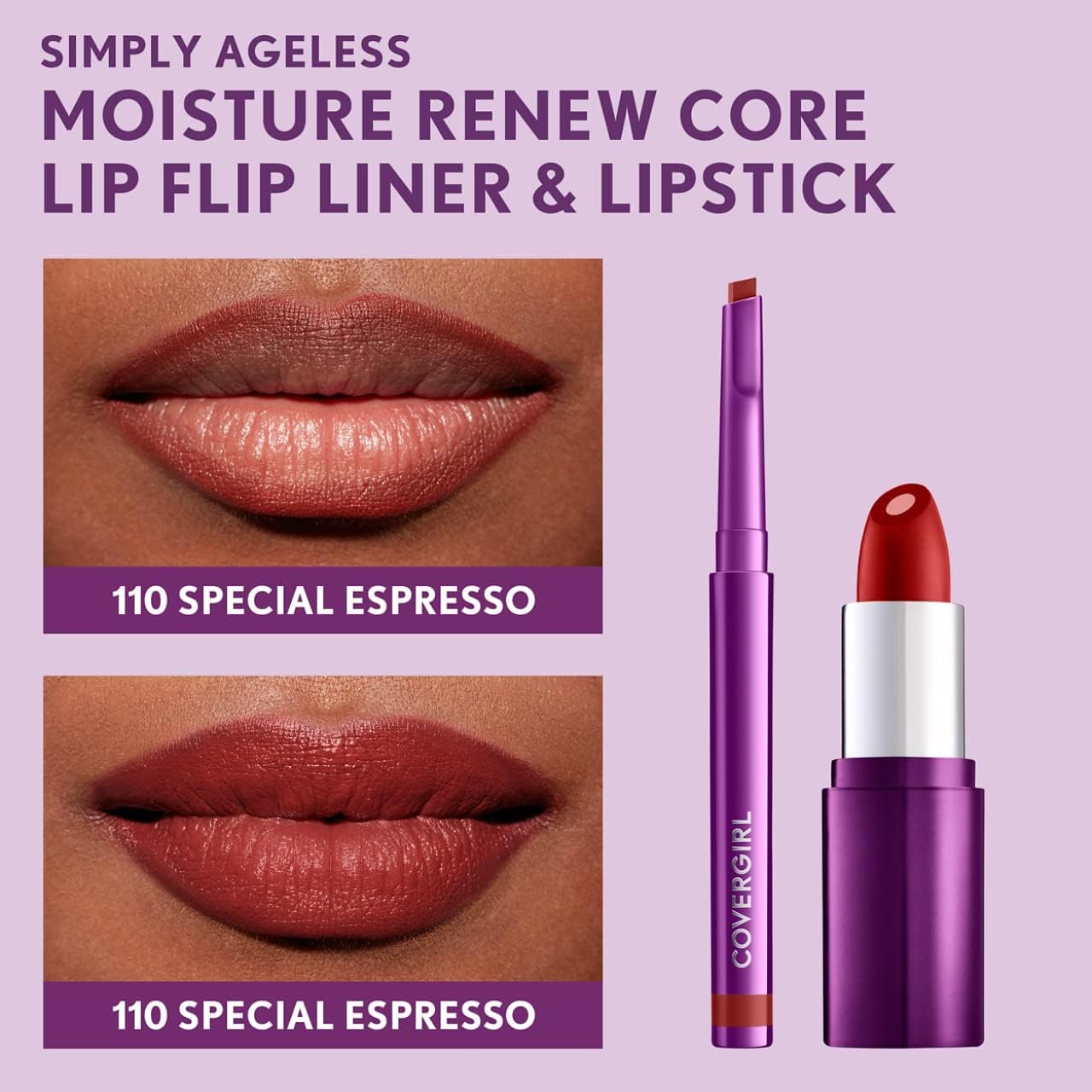 COVERGIRL liner paired with matching lipstick to show complementary shading and layering