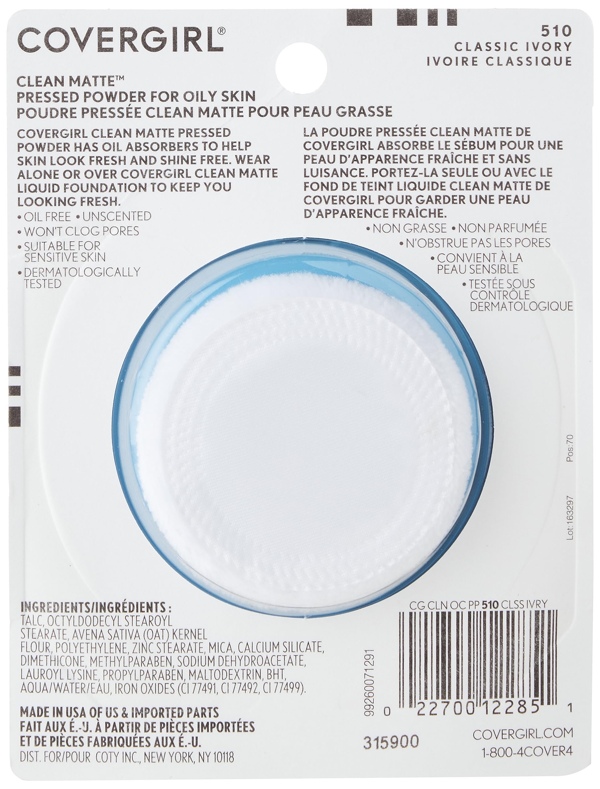 COVERGIRL open pressed powder pan revealing smooth surface and convenience