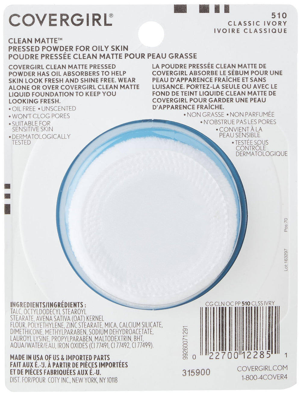 COVERGIRL open pressed powder pan revealing smooth surface and convenience