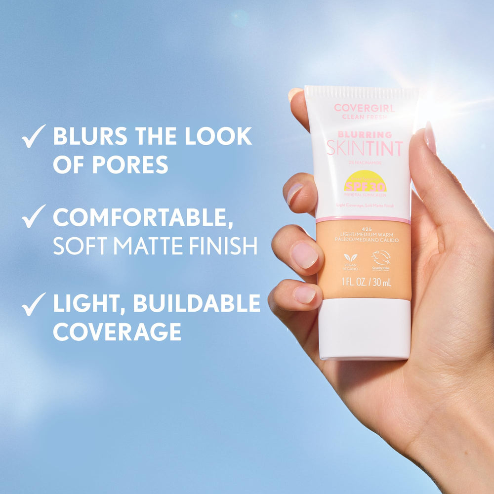 COVERGIRL bottle staged with skincare items for morning routine benefit
