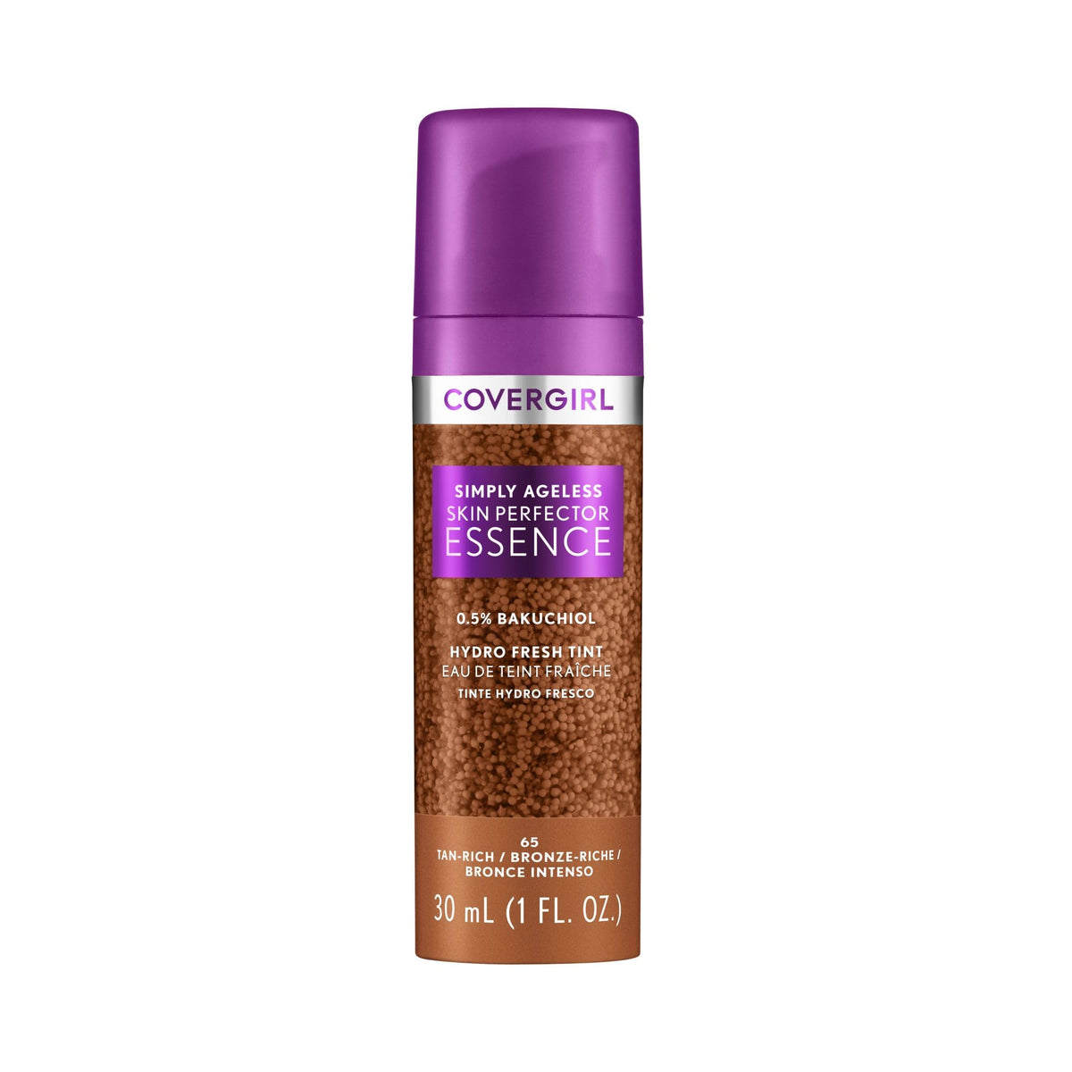 COVERGIRL front packaging showing compact bottle and brand, highlights hydration benefits
