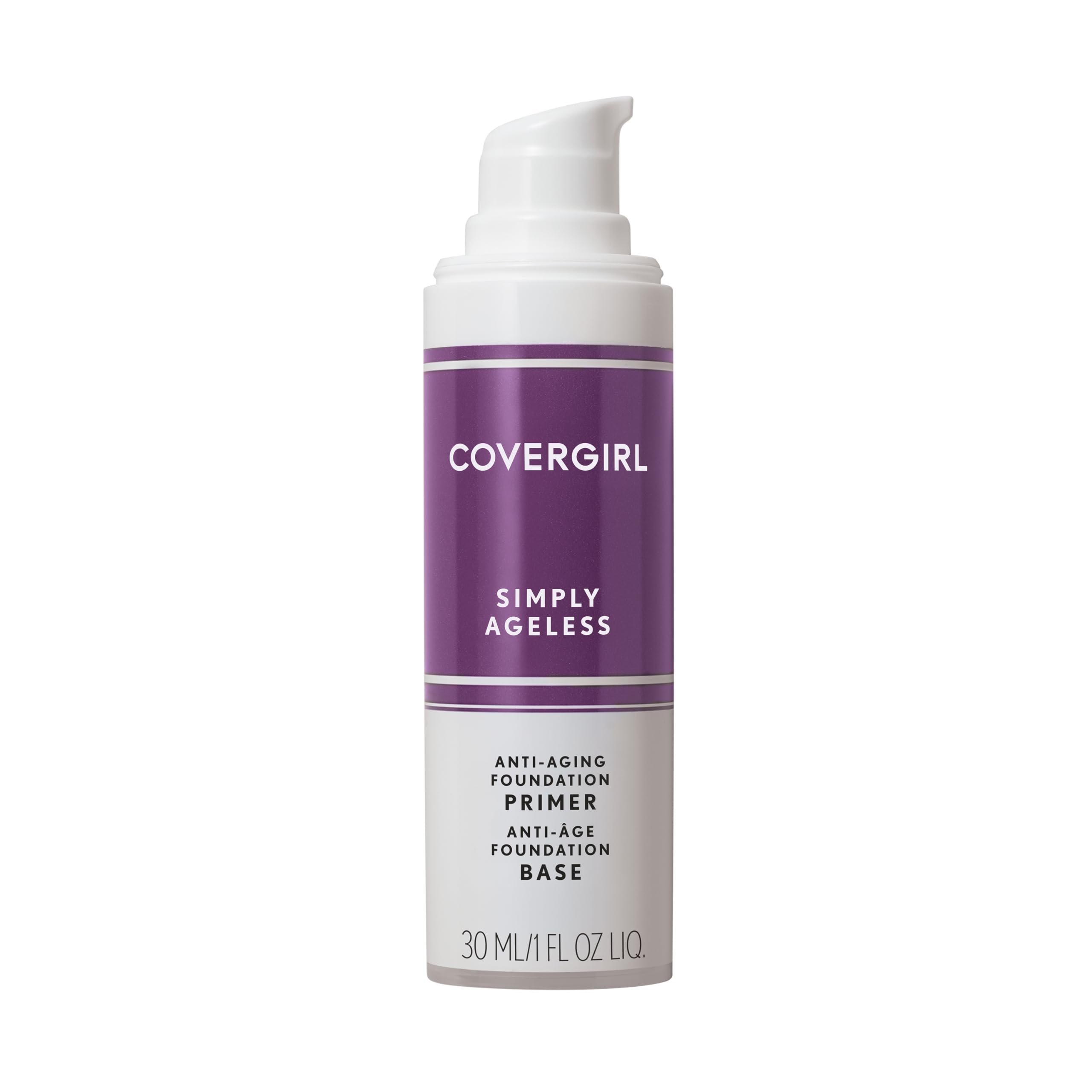 COVERGIRL Simply Ageless primer front packaging showing product and benefit