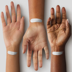 COVERGIRL Simply Ageless primer hand swatch showing silky finish and smoothing