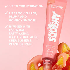 COVERGIRL texture swatch showing glossy glide and hydrated look benefit